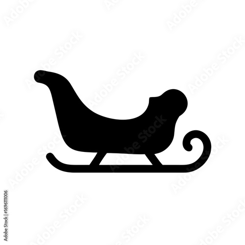 Silhouette of Santa's sleigh on a white background for Christmas project