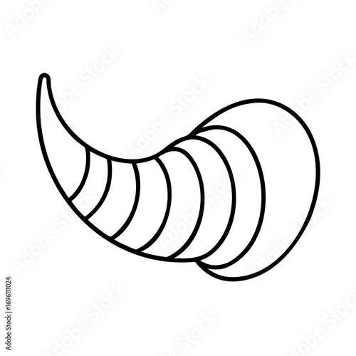 Outlined Cartoon Horn with Concentric Rings for Illustration or Graphic Design