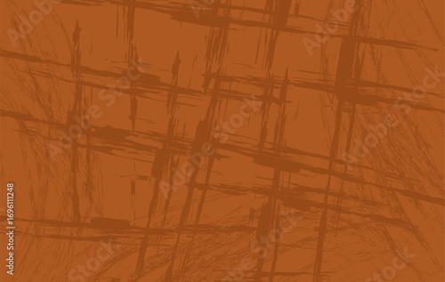 Abstract brown grunge texture showcases rough brush strokes and distressed scratch lines, creating a rustic and vintage look. Ideal for use in digital art, book covers, packaging, textile prints.