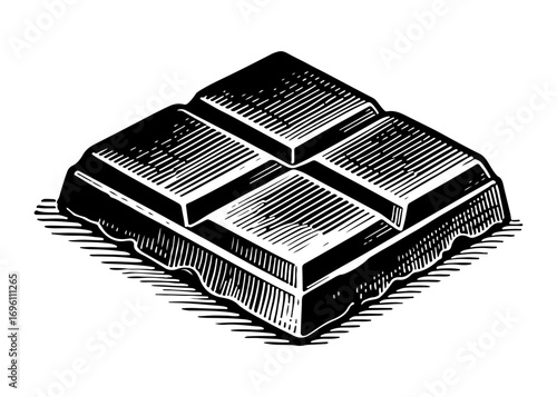 Chocolate bar vector engraving style illustration