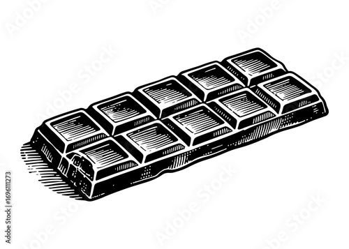 Chocolate bar vector engraving style illustration