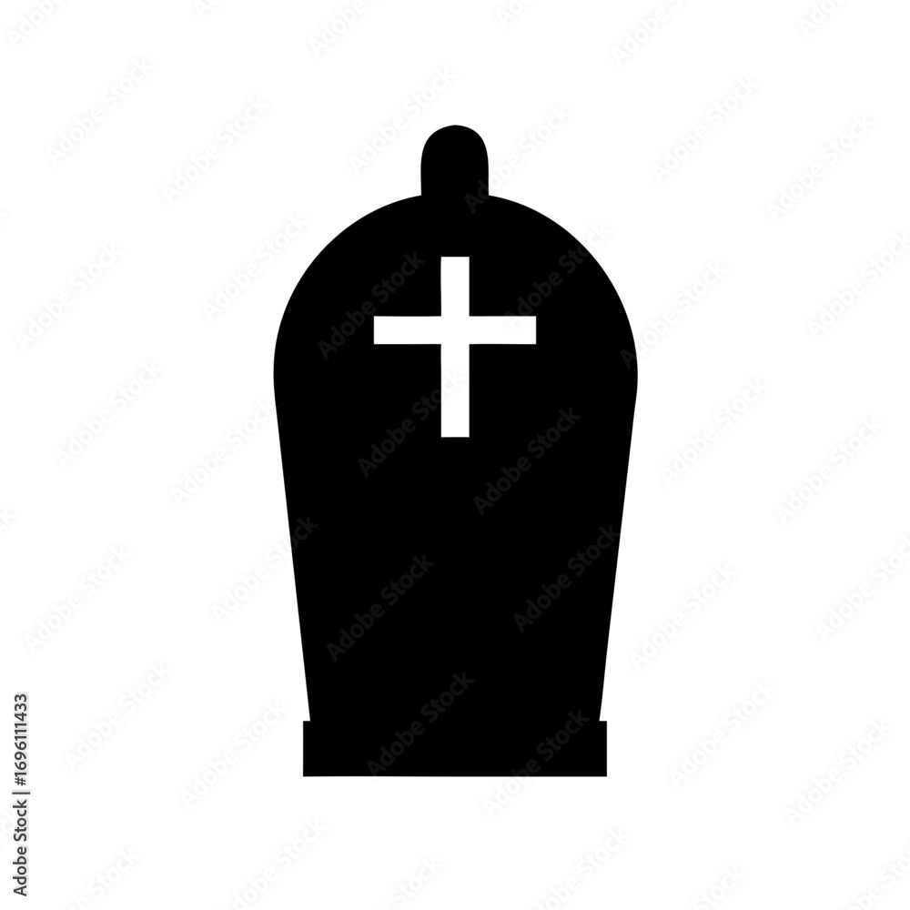 Obraz premium Simple Black and White Mitre Symbol with Christian Cross in the Middle