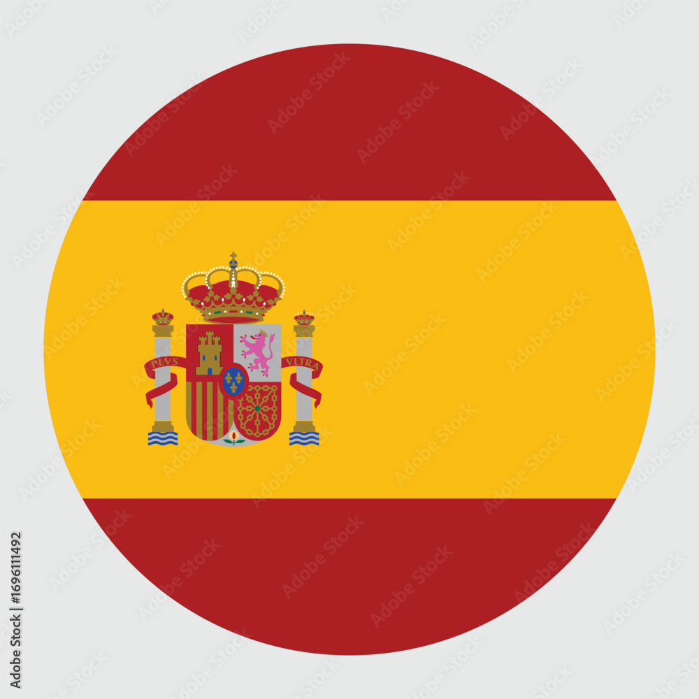 Fototapeta premium spain circular flag on grey background vector design and illustration 