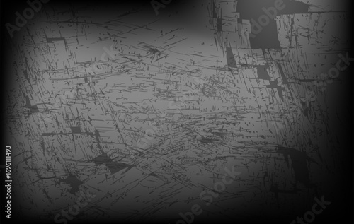 Abstract dark grunge texture features scratched lines, distressed marks, and a rough overlay in shades of black and grey. Suitable for posters, album covers, flyers, and modern digital artwork. 
