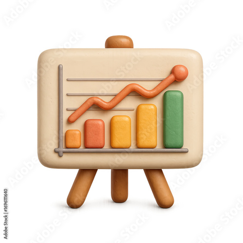 3d presentation board with chart icon for business and finance design