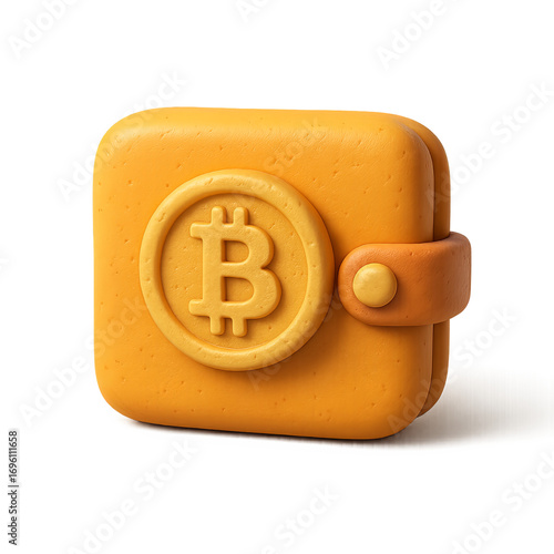 3d bitcoin wallet icon for crypto and finance design