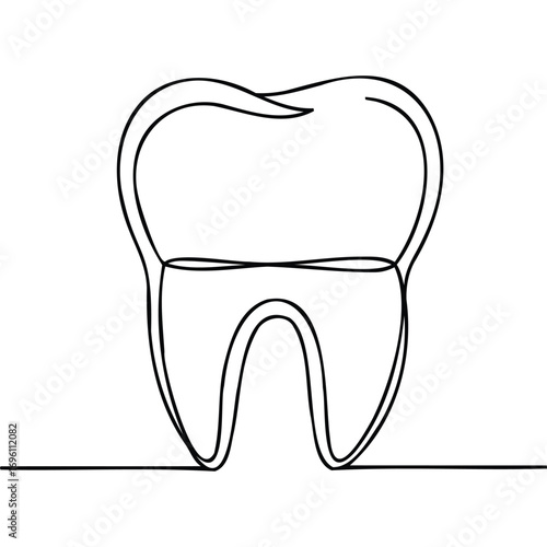 Single Line Drawing Tooth Icon Dental Illustration teeth dentistry healthcare medicine medical line art continuous line minimalist modern