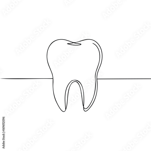 Single Line Drawing Tooth Icon Illustration teeth dental dentistry healthcare medicine medical line art continuous line minimalist simple