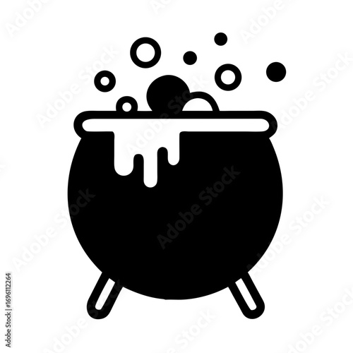 a bubbling cauldron cooking pot vector illustration