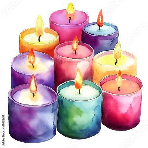 Scented Candles Watercolor Clipart PNG