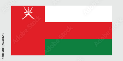 Oman National Flag on Grey Background , Symbol of Identity and Heritage ,