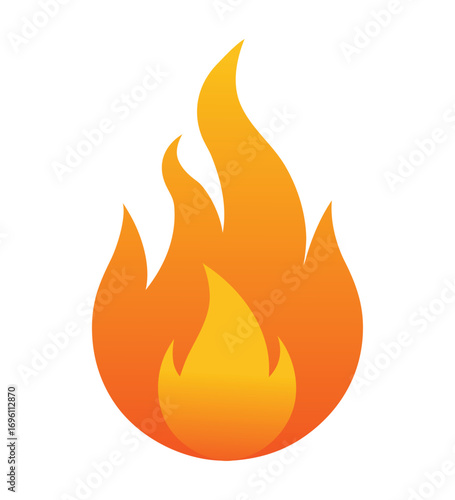 An icon vector of a warm orange flame symbol