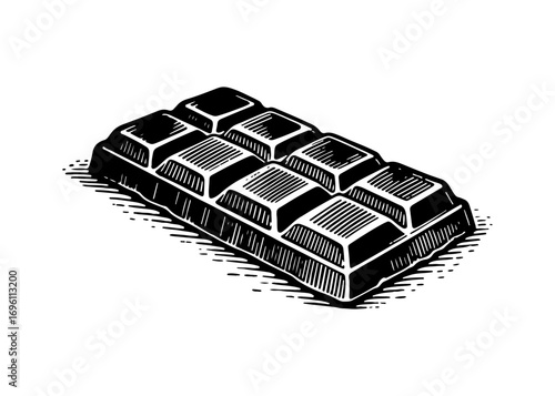 Chocolate bar vector engraving style illustration