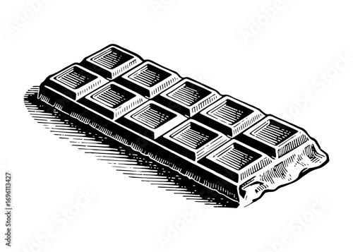 Chocolate bar vector engraving style illustration
