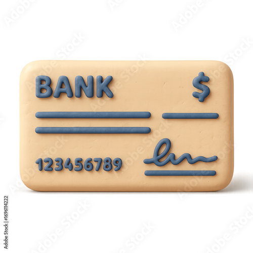 3d bank check icon for finance and payment design
