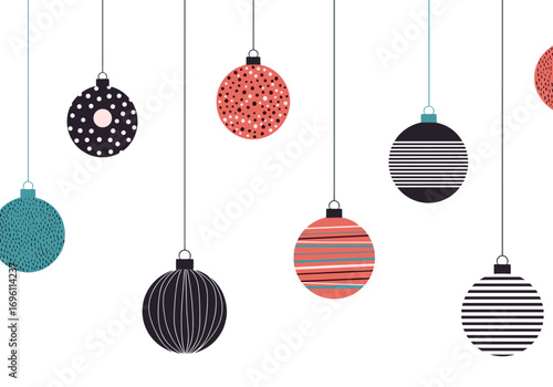 Festive christmas baubles hanging ornaments decorations celebrating joyful holiday season wishes