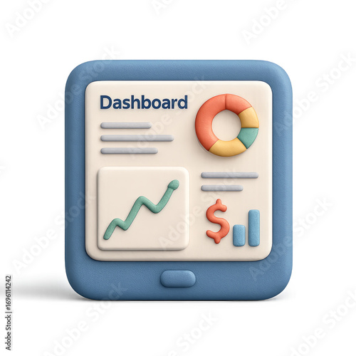 3d financial dashboard icon for finance and business analysis design