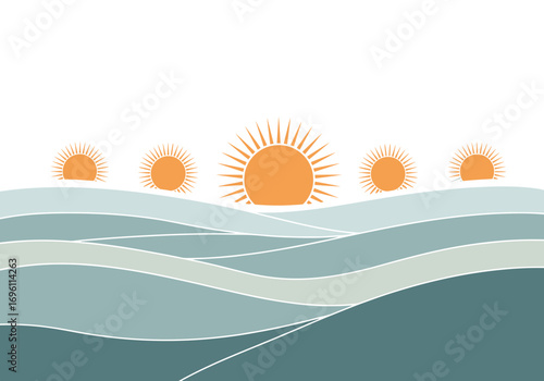Serene sunrise over gentle ocean waves abstract digital art