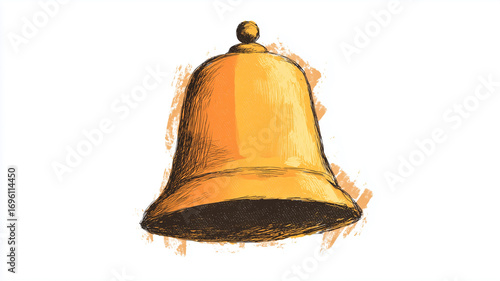 Golden bell with transparent background