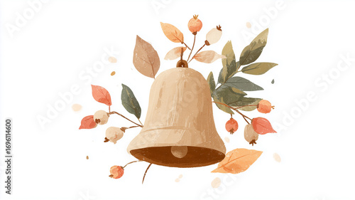 Bell with autumn leaves and berries