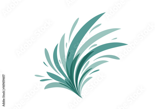 Abstract teal green swirling wisps of energy bursting outwards creating a dynamic and organic sense of growth and movement