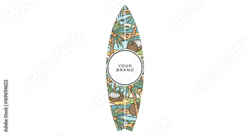 Colorful Surfboard Design with Playful Patterns for Beach and Ocean Activities