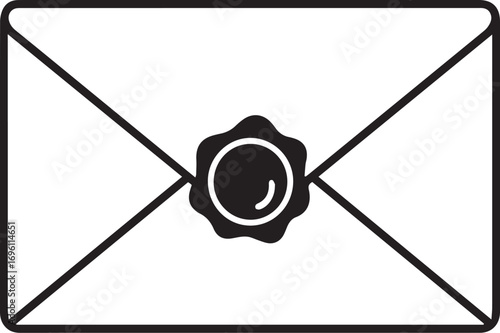 A simple black and white illustration of a sealed envelope, symbolizing communication, official documents, and secure correspondence.