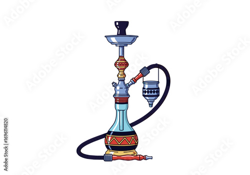 Traditional arabian water pipe for smoking flavored tobacco outdoors