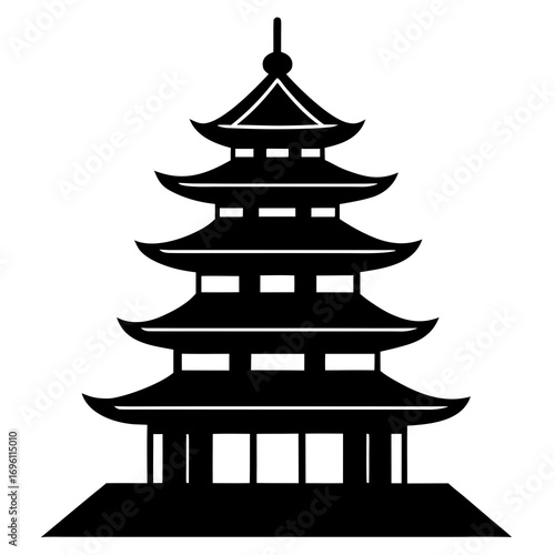 Buddhist Pagoda a simple vector clean black silhouette design white background