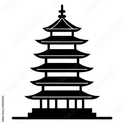 Buddhist Pagoda a simple vector clean black silhouette design white background
