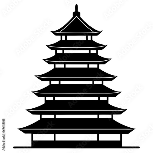 Buddhist Pagoda a simple vector clean black silhouette design white background