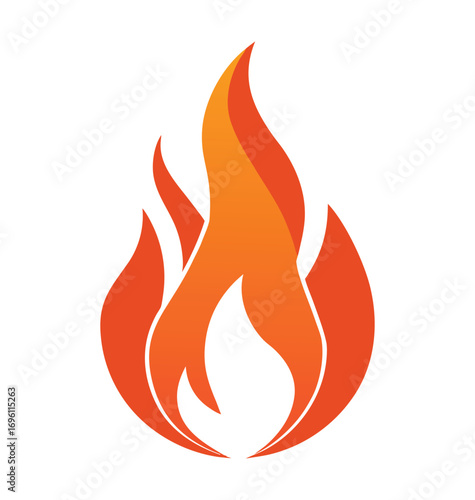 A fiery set of vector flame icons, symbolizing hot elements like a bonfire and heat