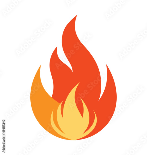 A vibrant vector fire icon set features various orange and yellow flame symbols for a hot, burning design illustration