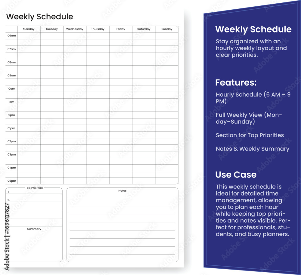 Obraz premium schedule,weekly,layout modern flat vector illustration for task organizer design vector graphic for productivity app