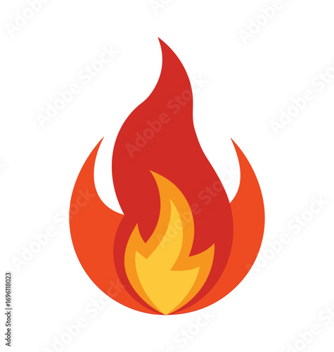Vector fire flame icon set with burning blaze and heat illustration design