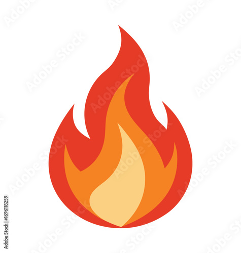 Vector fire flame icon set with burning blaze heat and flammable symbol design illustration