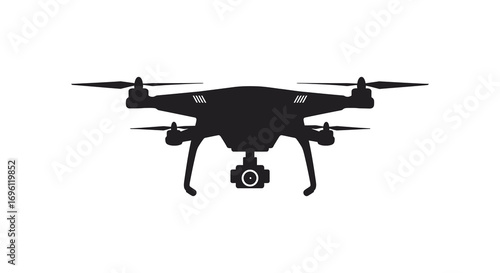 a black silhouette of a drone with four propellers