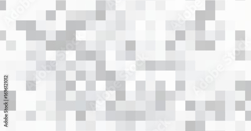 Abstract pixelated background with varying shades of gray and white creating a mosaic-like pattern.
