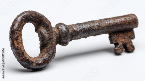 Antique iron key with rust
