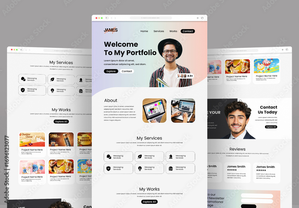 Personal Portfolio Landing Page Layout Stock Template | Adobe Stock