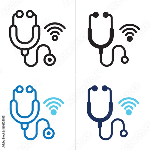 Telemedicine icon set multiple style collection. Style Include outline, solid, dual tone. Vector illustration