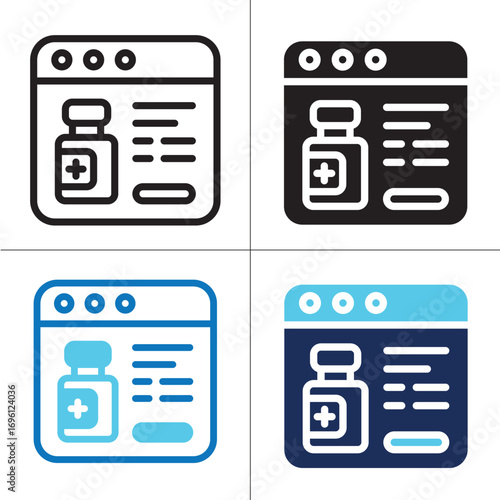 Medical Web icon set multiple style collection. Style Include outline, solid, dual tone. Vector illustration