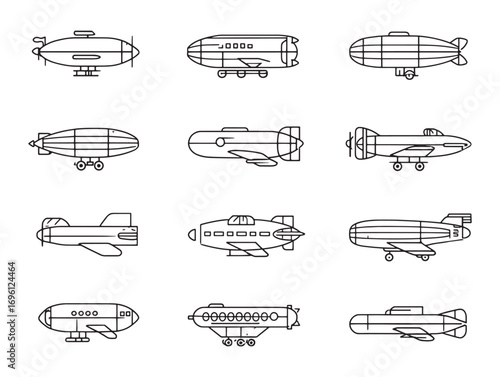 Zeppelin ultra minimalist 2D sketch icon