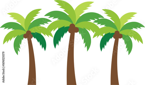 Simple Flat Palm Trees Illustration Summer Holiday Vacation Design