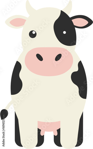 Cartoon Flat Design Spotted Cow Domestic Animal Farm Illustration