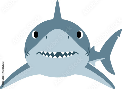 Simple Flat Cartoon Shark Character Illustration Graphic Element Isolated