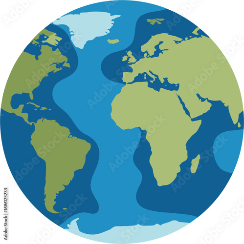 Stylized Flat Design World Globe Continent Geography Environment Illustration