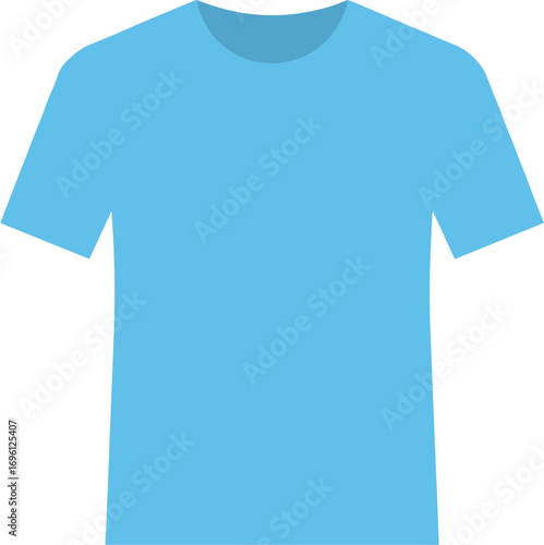 Simple Flat Style Sky Blue T-Shirt Clothing Garment Illustration