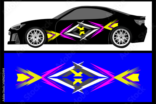 vector wrap car design with unique line pattern and bright color, suitbale for your wrapp design