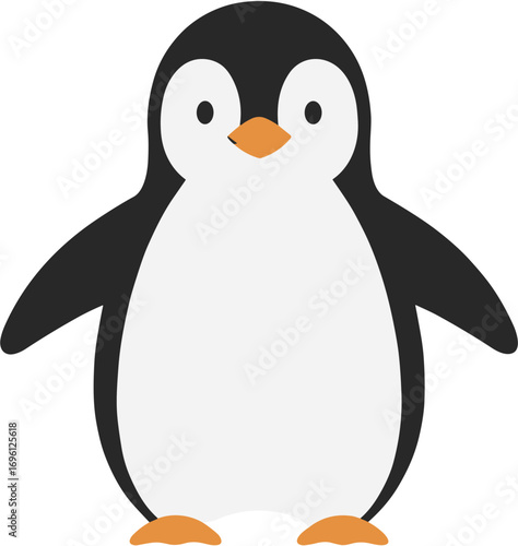 Simple Flat Style Cartoon Penguin Animal Character Illustration Element